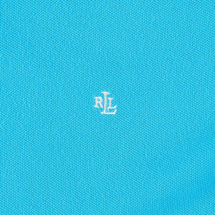 Ralph Lauren LAUREN Lauren short sleeve polo shirt, women's size M cotton turquoise blue Vintage Second Hand