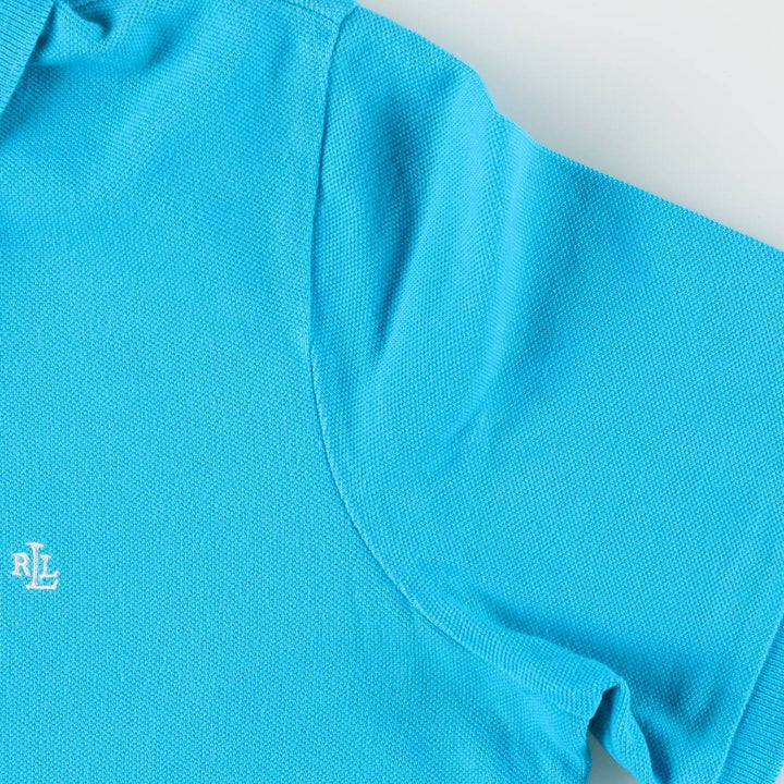 Ralph Lauren LAUREN Lauren short sleeve polo shirt, women's size M cotton turquoise blue Vintage Second Hand