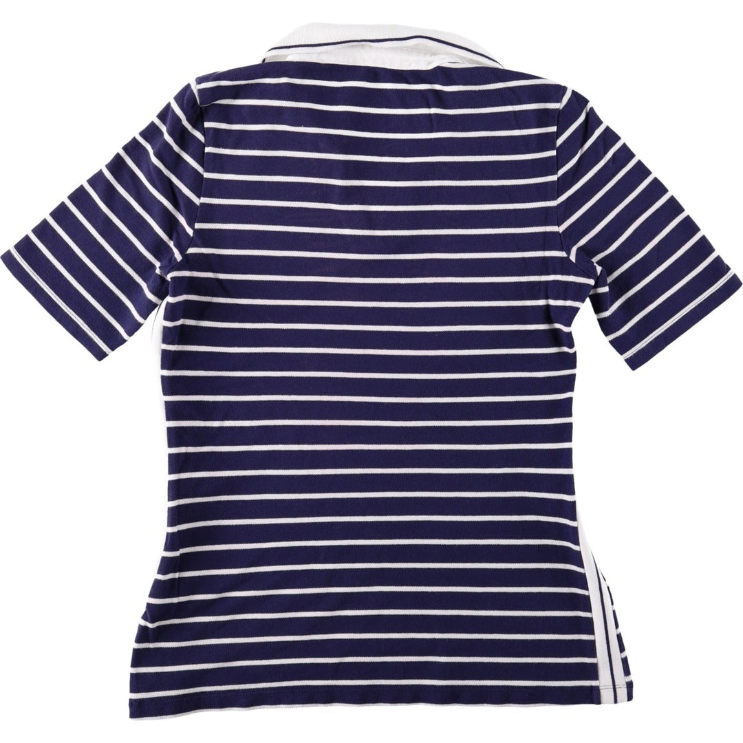 Tommy Hilfiger Skipper Collar Short-Sleeve Striped Polo Shirt, Women's Size M (approx.) cotton navy blue type Vintage Second Hand