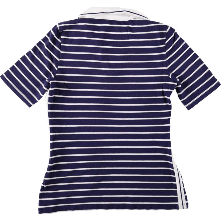 Tommy Hilfiger Skipper Collar Short-Sleeve Striped Polo Shirt, Women's Size M (approx.) cotton navy blue type Vintage Second Hand