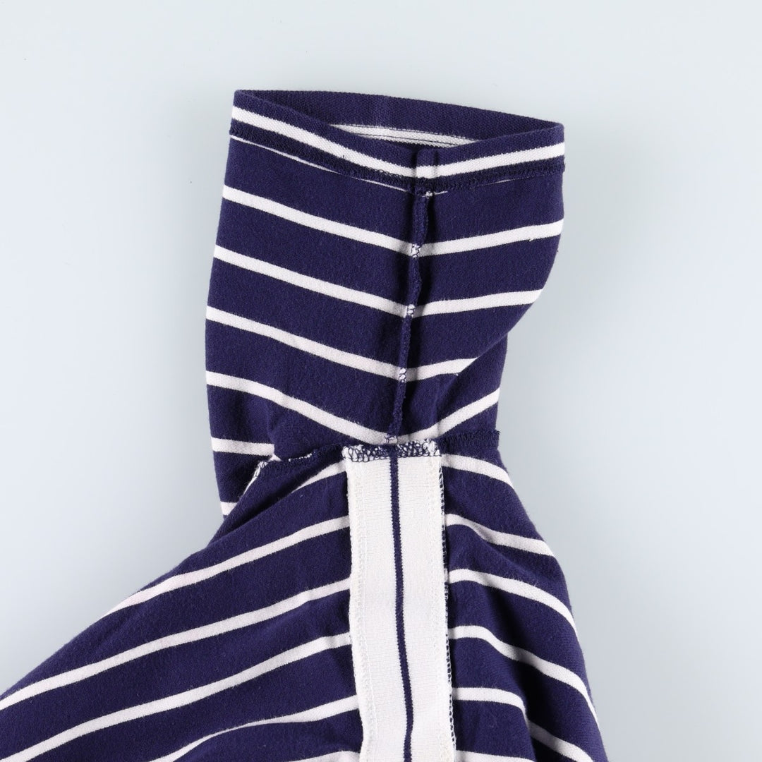 Tommy Hilfiger Skipper Collar Short-Sleeve Striped Polo Shirt, Women's Size M (approx.) cotton navy blue type Vintage Second Hand