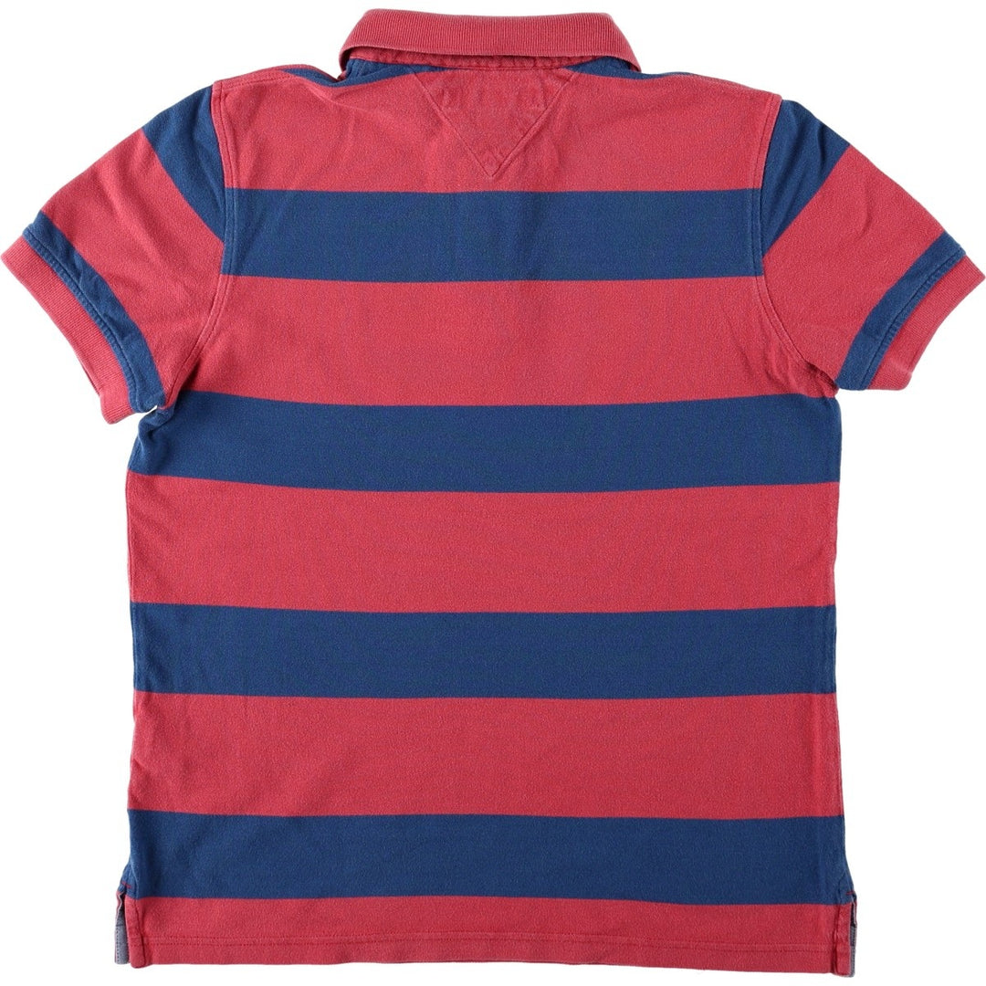 Tommy Hilfiger Custom Fit Short-Sleeve Striped Polo Shirt, Men's Size S (approx.) cotton red type Vintage Second Hand