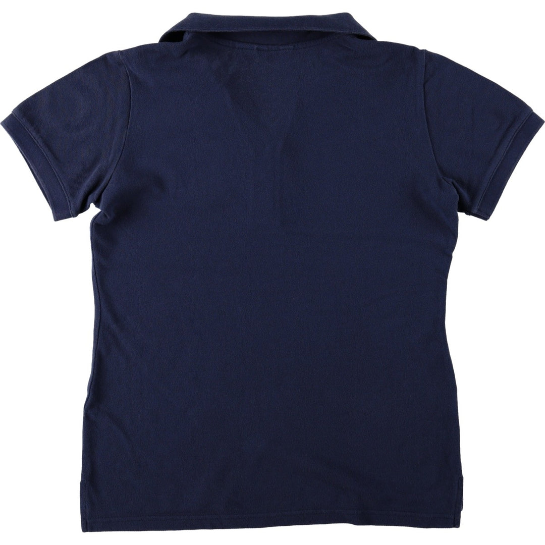 Eddie Bauer Skipper Collar College Short-Sleeve Polo Shirt, Women's Size M (approx.) cotton navy blue type Vintage Second Hand