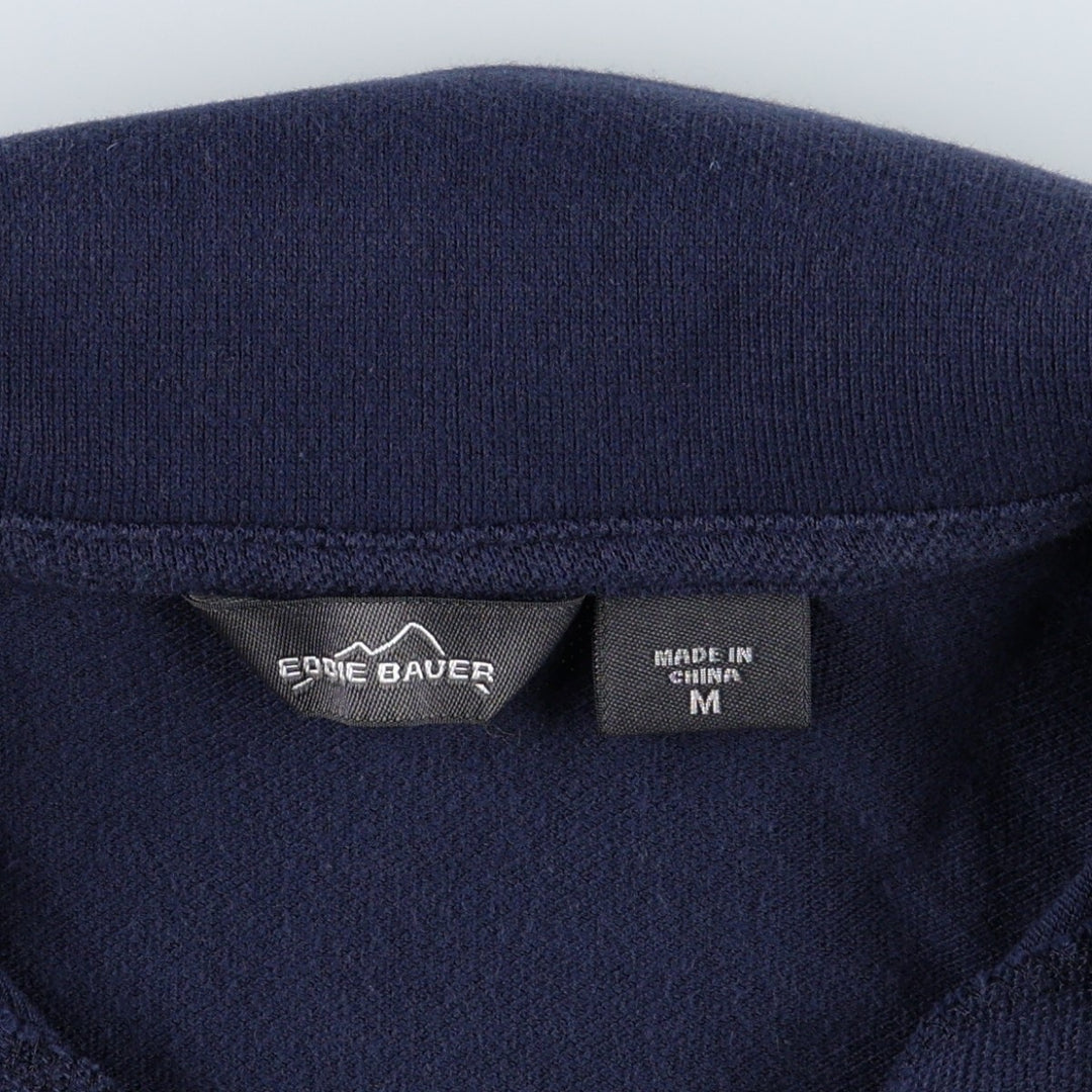 Eddie Bauer Skipper Collar College Short-Sleeve Polo Shirt, Women's Size M (approx.) cotton navy blue type Vintage Second Hand