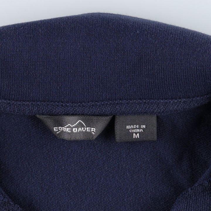 Eddie Bauer Skipper Collar College Short-Sleeve Polo Shirt, Women's Size M (approx.) cotton navy blue type Vintage Second Hand