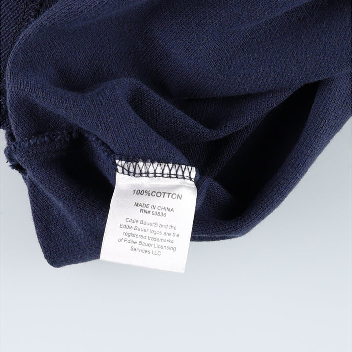 Eddie Bauer Skipper Collar College Short-Sleeve Polo Shirt, Women's Size M (approx.) cotton navy blue type Vintage Second Hand