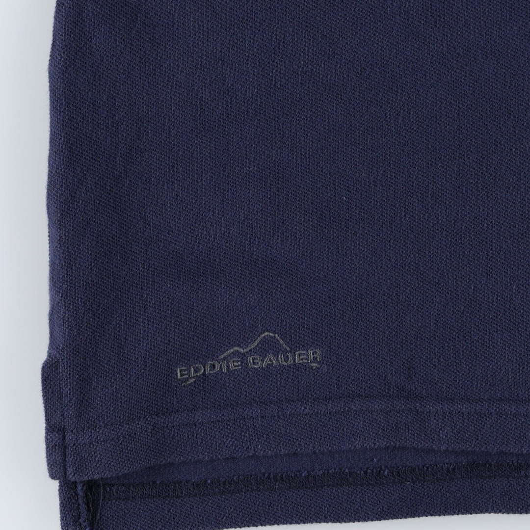 Eddie Bauer Skipper Collar College Short-Sleeve Polo Shirt, Women's Size M (approx.) cotton navy blue type Vintage Second Hand