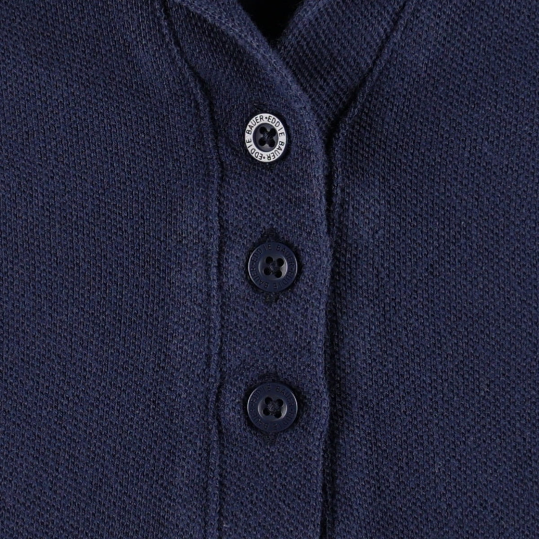 Eddie Bauer Skipper Collar College Short-Sleeve Polo Shirt, Women's Size M (approx.) cotton navy blue type Vintage Second Hand