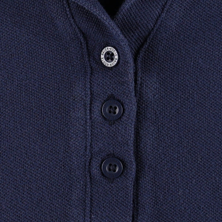 Eddie Bauer Skipper Collar College Short-Sleeve Polo Shirt, Women's Size M (approx.) cotton navy blue type Vintage Second Hand