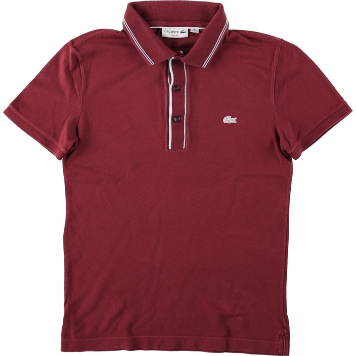 Lacoste SLIM FIT Short-Sleeve Polo Shirt, Size 2 (Men's XS equivalent) cotton wine-red Vintage Second Hand