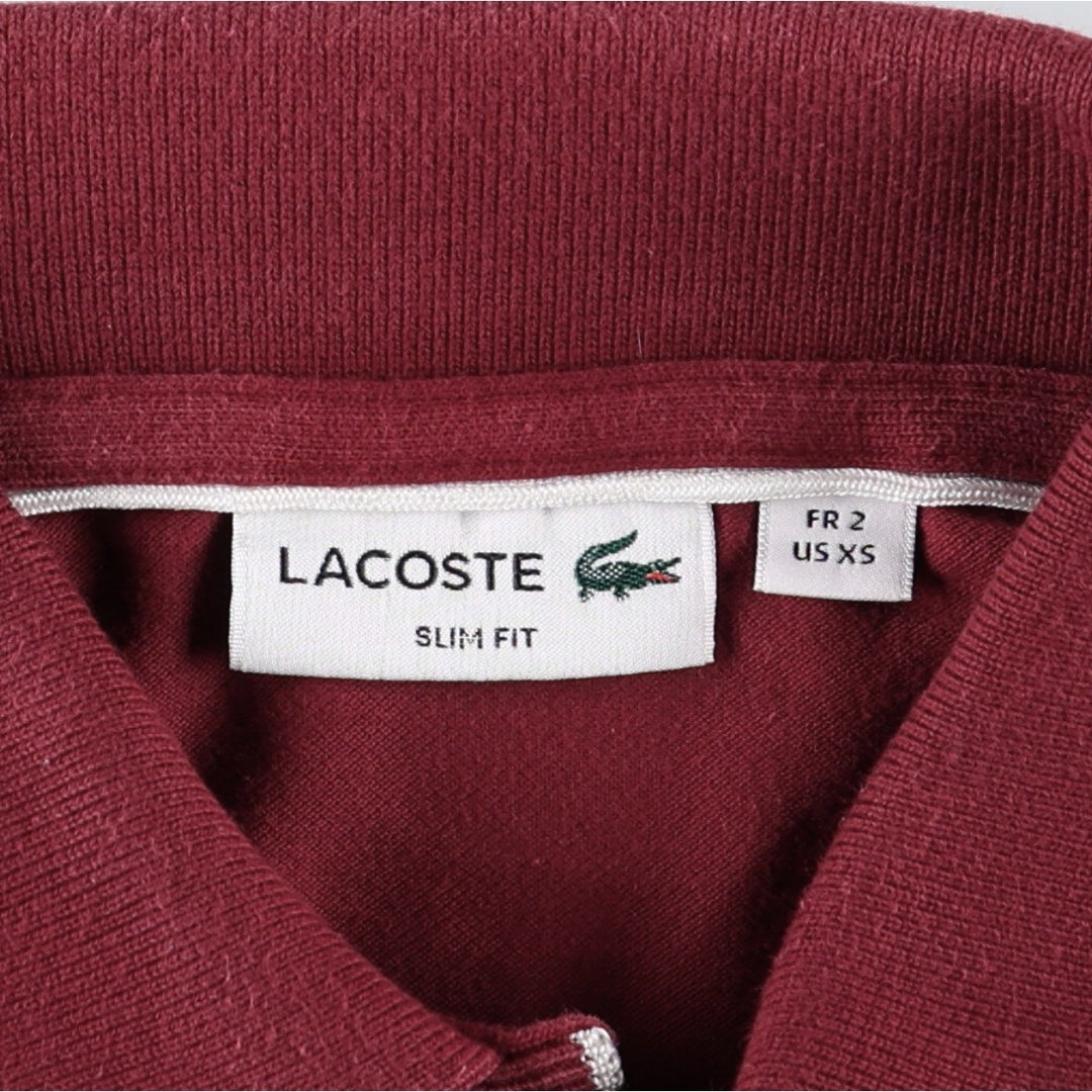 Lacoste SLIM FIT Short-Sleeve Polo Shirt, Size 2 (Men's XS equivalent) cotton wine-red Vintage Second Hand