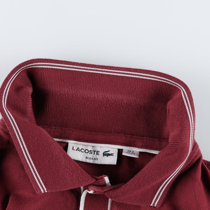 Lacoste SLIM FIT Short-Sleeve Polo Shirt, Size 2 (Men's XS equivalent) cotton wine-red Vintage Second Hand