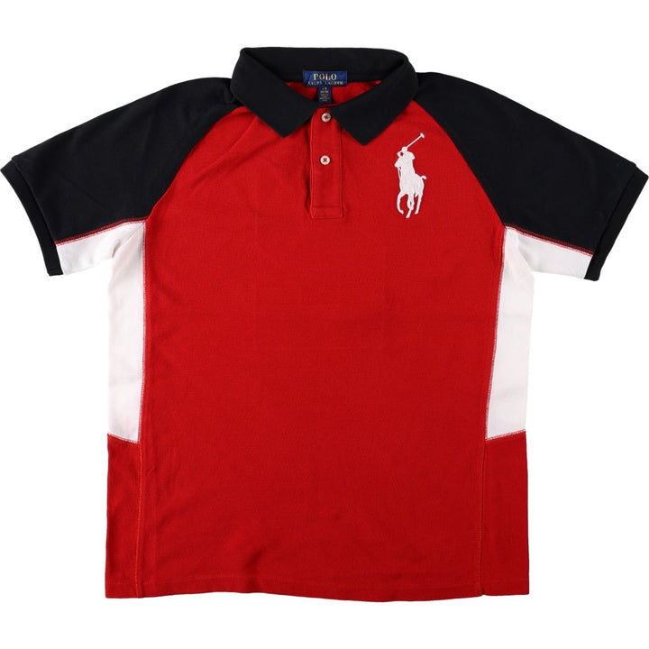 Ralph Lauren POLO RALPH LAUREN Big Pony Short-Sleeve Polo Shirt, Women's Size M (approx.) cotton red type Vintage Second Hand
