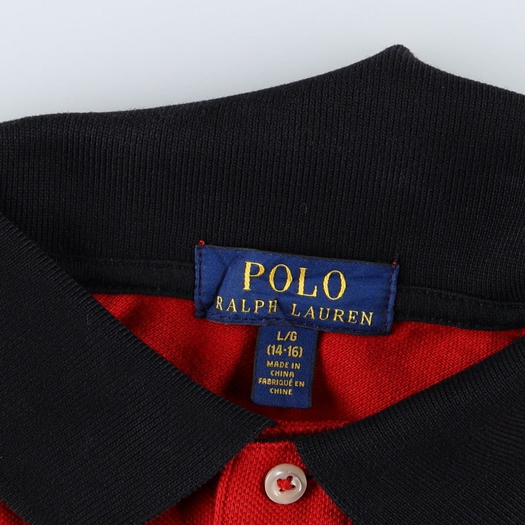 Ralph Lauren POLO RALPH LAUREN Big Pony Short-Sleeve Polo Shirt, Women's Size M (approx.) cotton red type Vintage Second Hand