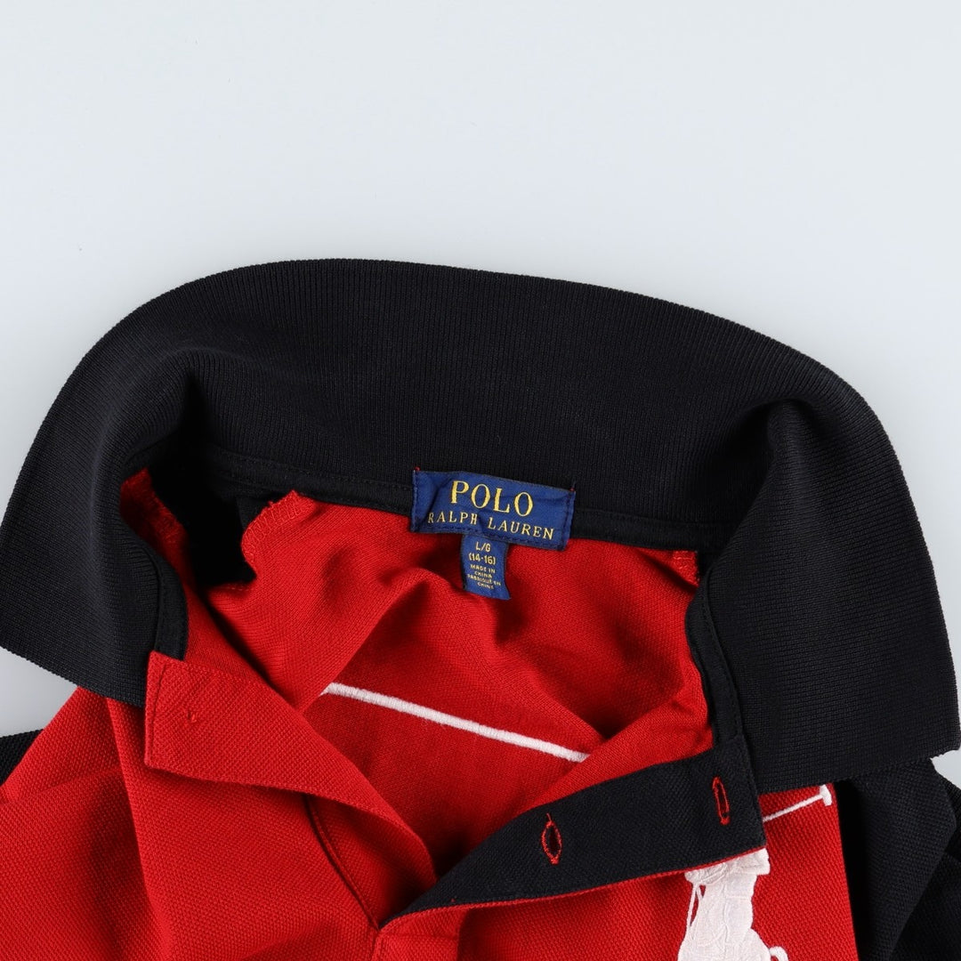 Ralph Lauren POLO RALPH LAUREN Big Pony Short-Sleeve Polo Shirt, Women's Size M (approx.) cotton red type Vintage Second Hand