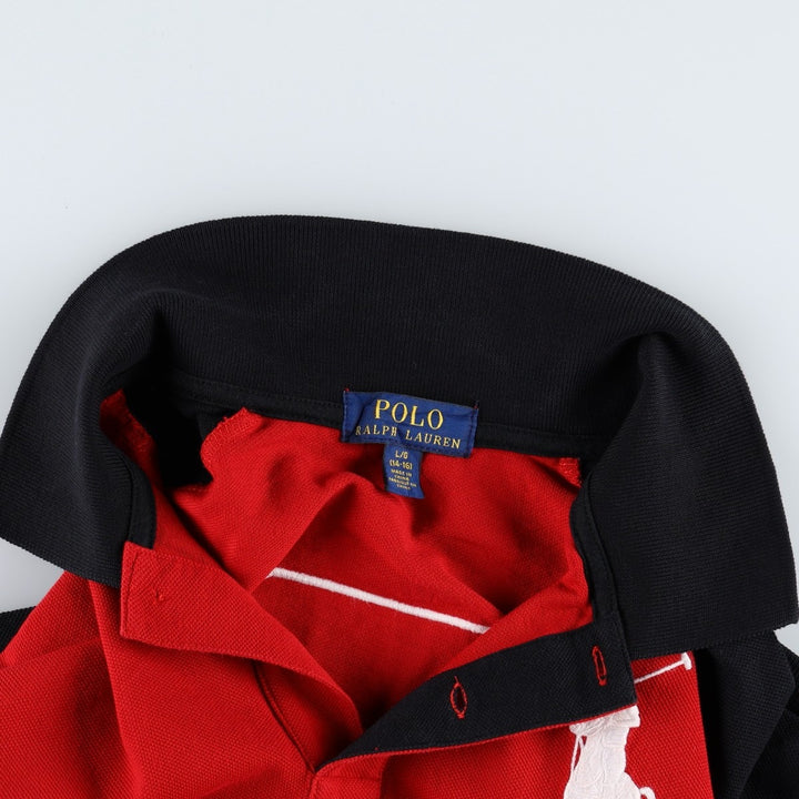 Ralph Lauren POLO RALPH LAUREN Big Pony Short-Sleeve Polo Shirt, Women's Size M (approx.) cotton red type Vintage Second Hand