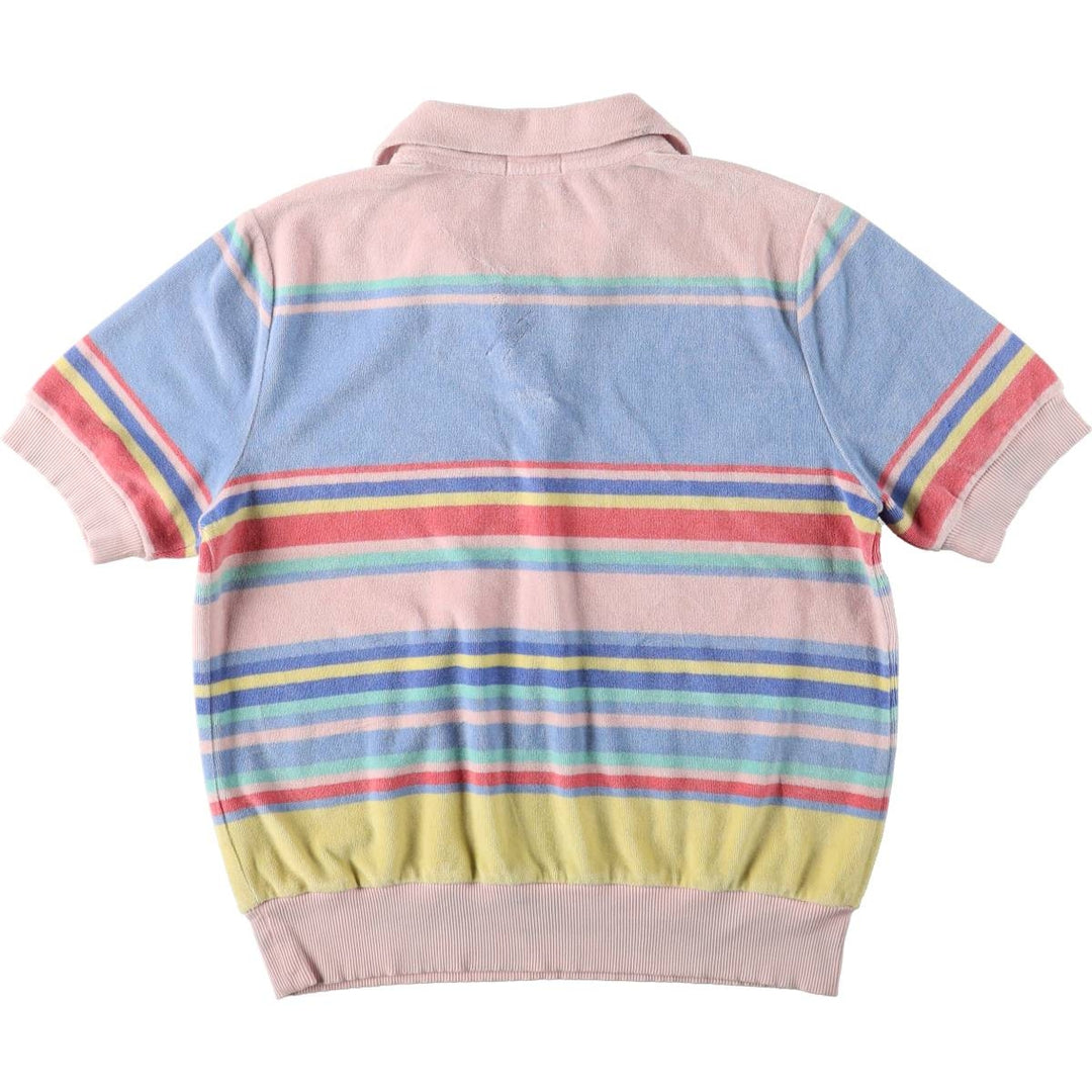 Ralph Lauren POLO RALPH LAUREN Multi-stripe Skipper Collar Terry Cloth Short-Sleeve Polo Shirt, Women's Size L (approx.) cotton pink type Vintage Second Hand