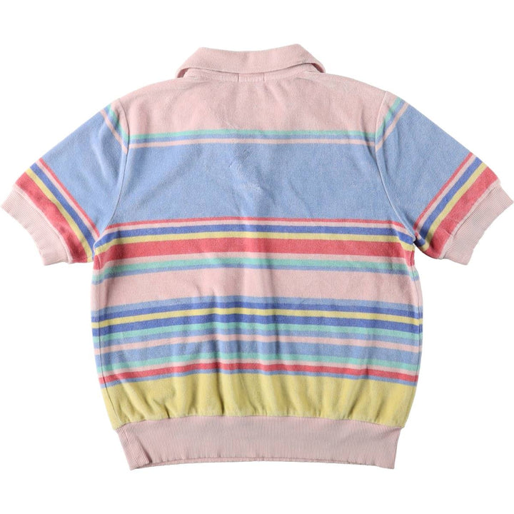 Ralph Lauren POLO RALPH LAUREN Multi-stripe Skipper Collar Terry Cloth Short-Sleeve Polo Shirt, Women's Size L (approx.) cotton pink type Vintage Second Hand