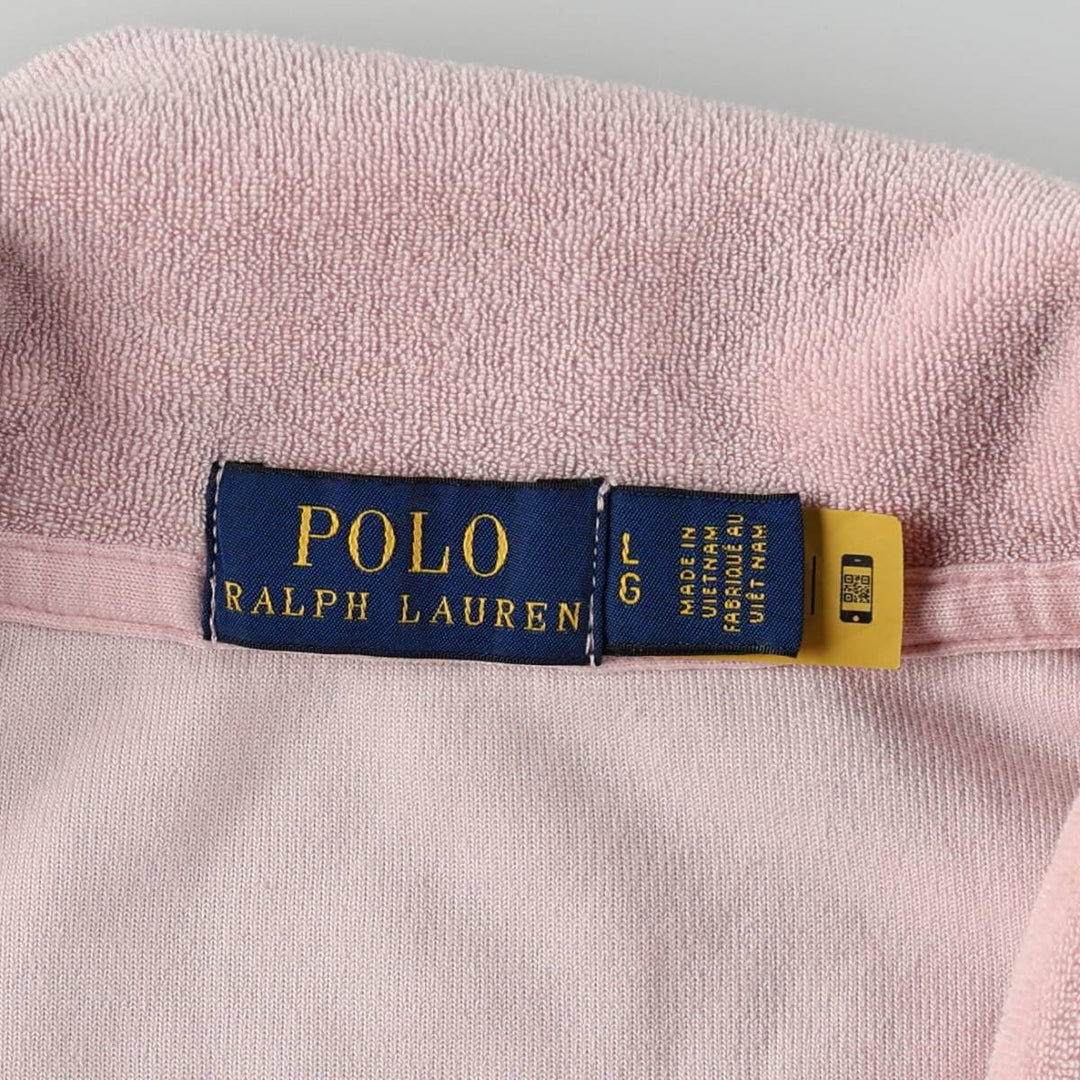 Ralph Lauren POLO RALPH LAUREN Multi-stripe Skipper Collar Terry Cloth Short-Sleeve Polo Shirt, Women's Size L (approx.) cotton pink type Vintage Second Hand