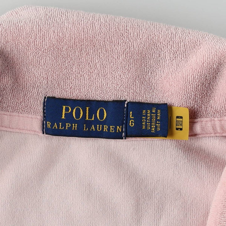 Ralph Lauren POLO RALPH LAUREN Multi-stripe Skipper Collar Terry Cloth Short-Sleeve Polo Shirt, Women's Size L (approx.) cotton pink type Vintage Second Hand