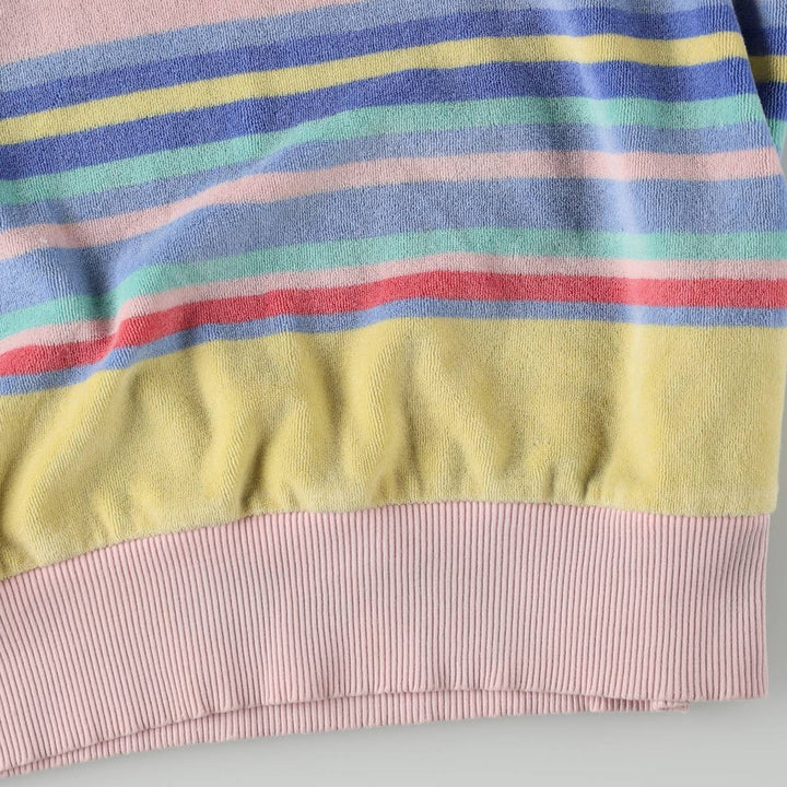 Ralph Lauren POLO RALPH LAUREN Multi-stripe Skipper Collar Terry Cloth Short-Sleeve Polo Shirt, Women's Size L (approx.) cotton pink type Vintage Second Hand