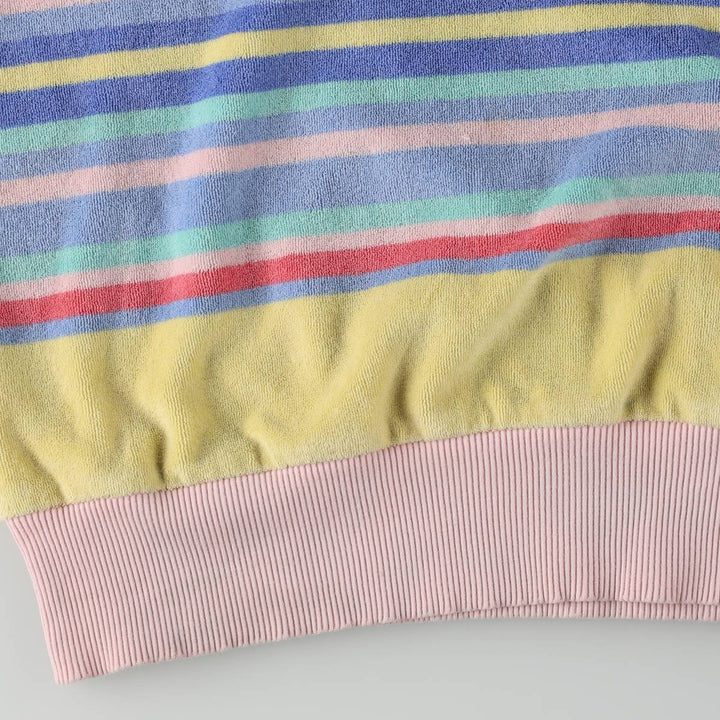 Ralph Lauren POLO RALPH LAUREN Multi-stripe Skipper Collar Terry Cloth Short-Sleeve Polo Shirt, Women's Size L (approx.) cotton pink type Vintage Second Hand
