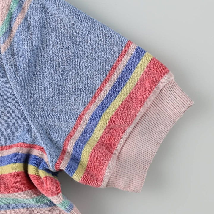 Ralph Lauren POLO RALPH LAUREN Multi-stripe Skipper Collar Terry Cloth Short-Sleeve Polo Shirt, Women's Size L (approx.) cotton pink type Vintage Second Hand