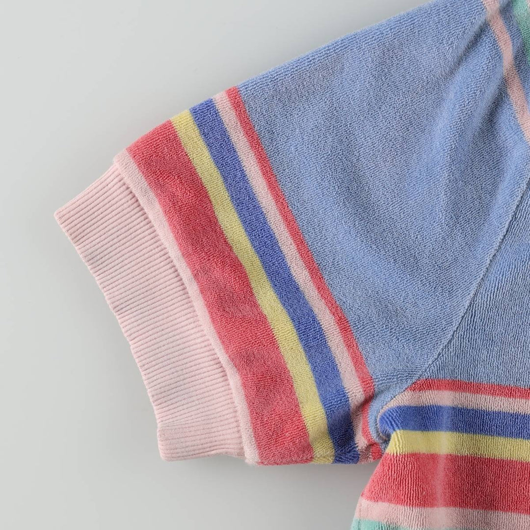 Ralph Lauren POLO RALPH LAUREN Multi-stripe Skipper Collar Terry Cloth Short-Sleeve Polo Shirt, Women's Size L (approx.) cotton pink type Vintage Second Hand