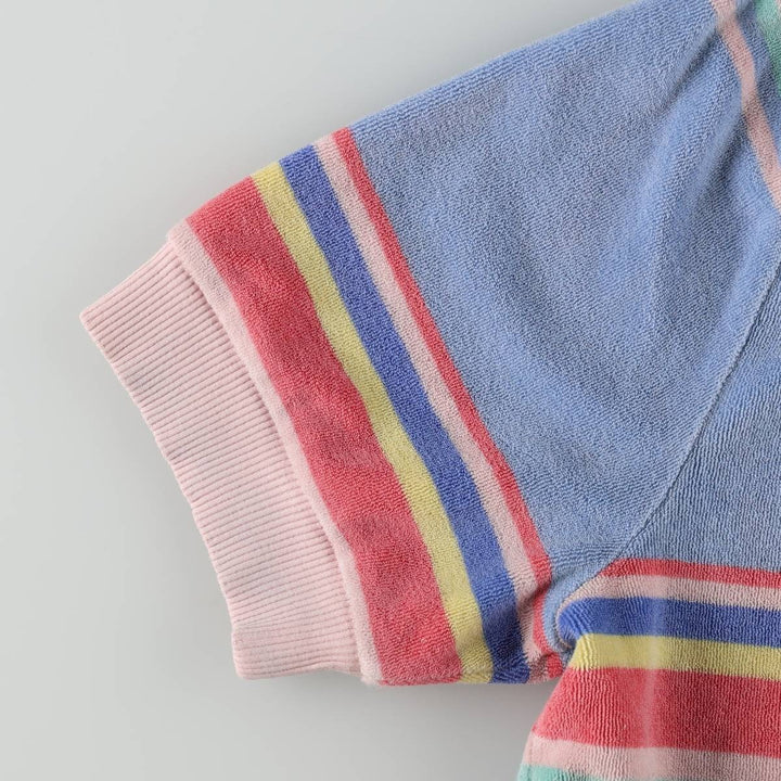 Ralph Lauren POLO RALPH LAUREN Multi-stripe Skipper Collar Terry Cloth Short-Sleeve Polo Shirt, Women's Size L (approx.) cotton pink type Vintage Second Hand