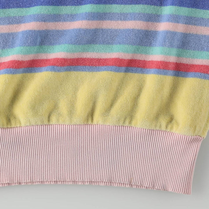 Ralph Lauren POLO RALPH LAUREN Multi-stripe Skipper Collar Terry Cloth Short-Sleeve Polo Shirt, Women's Size L (approx.) cotton pink type Vintage Second Hand