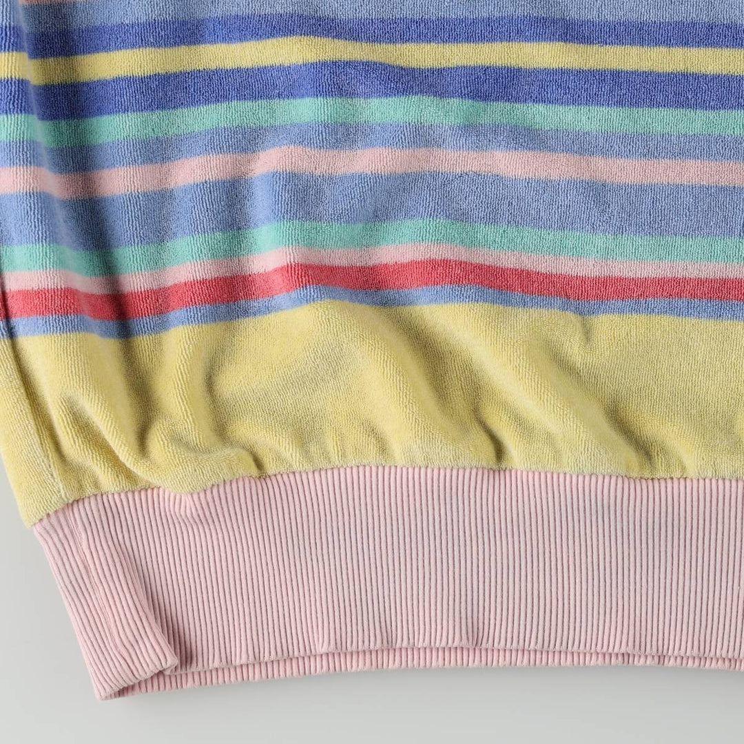 Ralph Lauren POLO RALPH LAUREN Multi-stripe Skipper Collar Terry Cloth Short-Sleeve Polo Shirt, Women's Size L (approx.) cotton pink type Vintage Second Hand