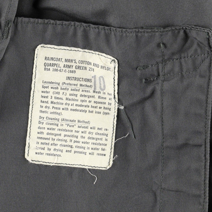 1960'S US Military Issue Trench Coat, Made in USA, Size 36 (Men's S equivalent), Vintage cotton Khaki type Vintage Second Hand