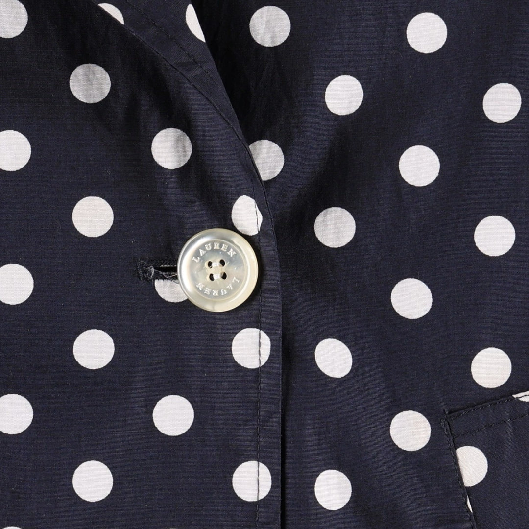 Ralph Lauren trench coat, women's size S (approx.), featuring a polka dot pattern. cotton navy blue type Vintage Second Hand