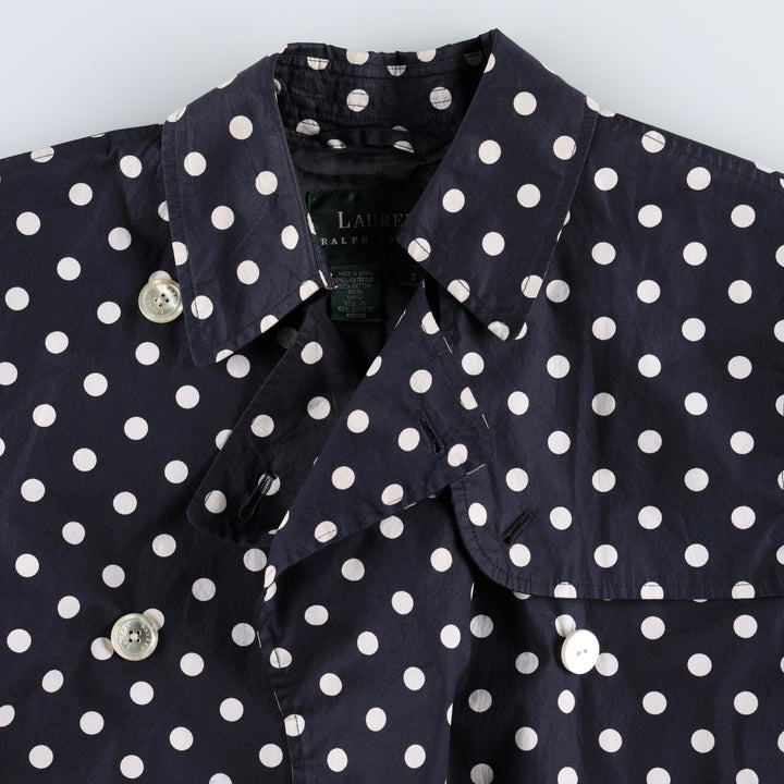 Ralph Lauren trench coat, women's size S (approx.), featuring a polka dot pattern. cotton navy blue type Vintage Second Hand
