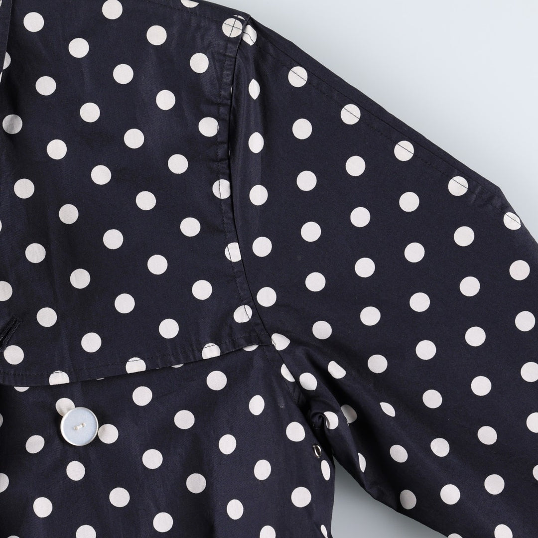 Ralph Lauren trench coat, women's size S (approx.), featuring a polka dot pattern. cotton navy blue type Vintage Second Hand