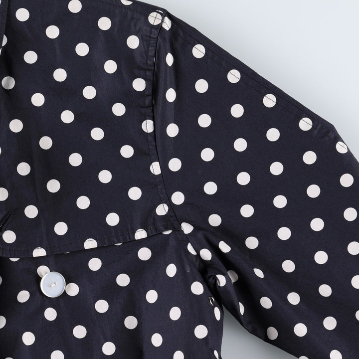 Ralph Lauren trench coat, women's size S (approx.), featuring a polka dot pattern. cotton navy blue type Vintage Second Hand