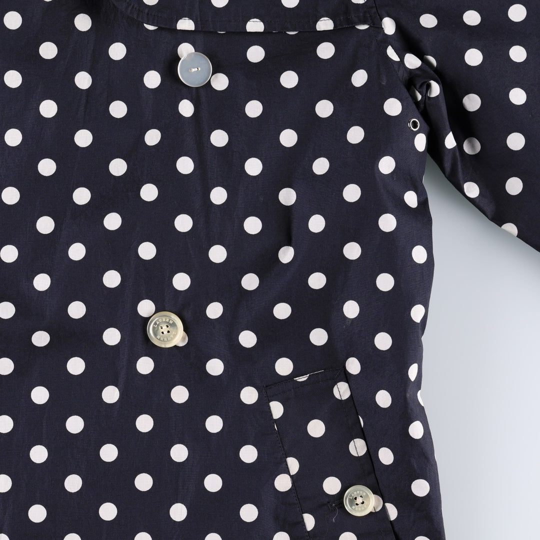 Ralph Lauren trench coat, women's size S (approx.), featuring a polka dot pattern. cotton navy blue type Vintage Second Hand