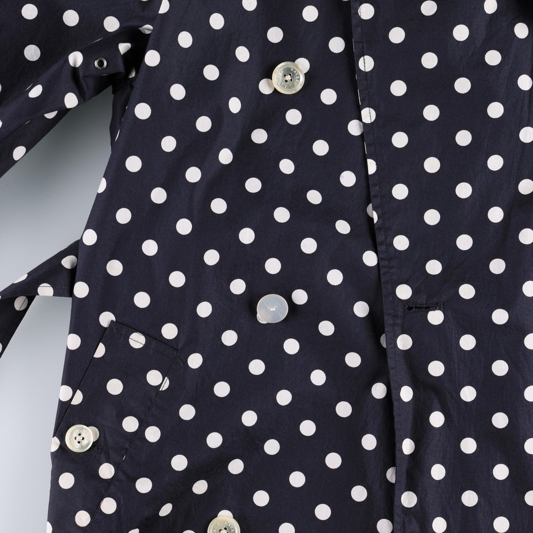 Ralph Lauren trench coat, women's size S (approx.), featuring a polka dot pattern. cotton navy blue type Vintage Second Hand