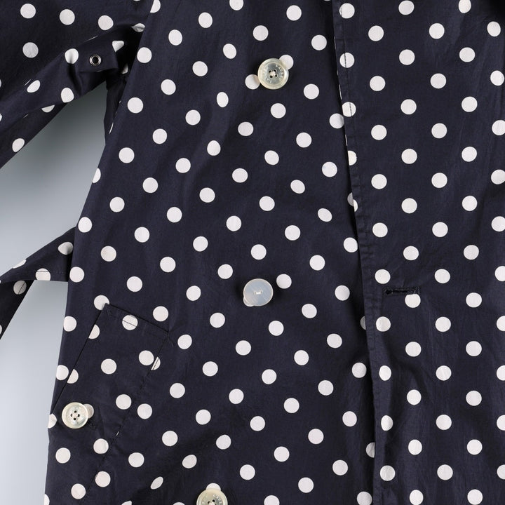 Ralph Lauren trench coat, women's size S (approx.), featuring a polka dot pattern. cotton navy blue type Vintage Second Hand