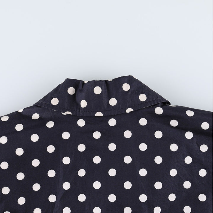 Ralph Lauren trench coat, women's size S (approx.), featuring a polka dot pattern. cotton navy blue type Vintage Second Hand