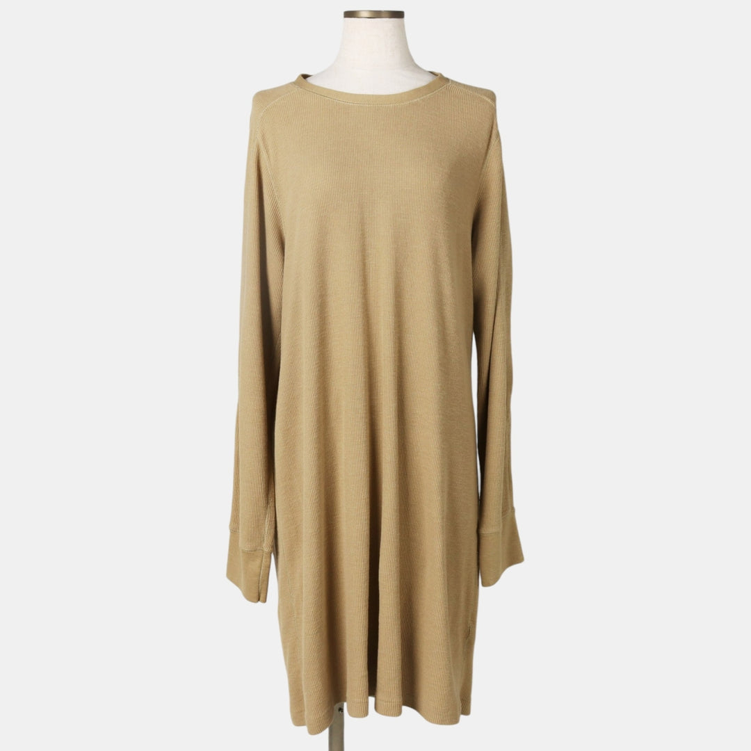 Ralph Lauren POLO RALPH LAUREN Half-Length Long-Sleeve Dress, Women's Size XL (approx.) cotton Beige type Vintage Second Hand