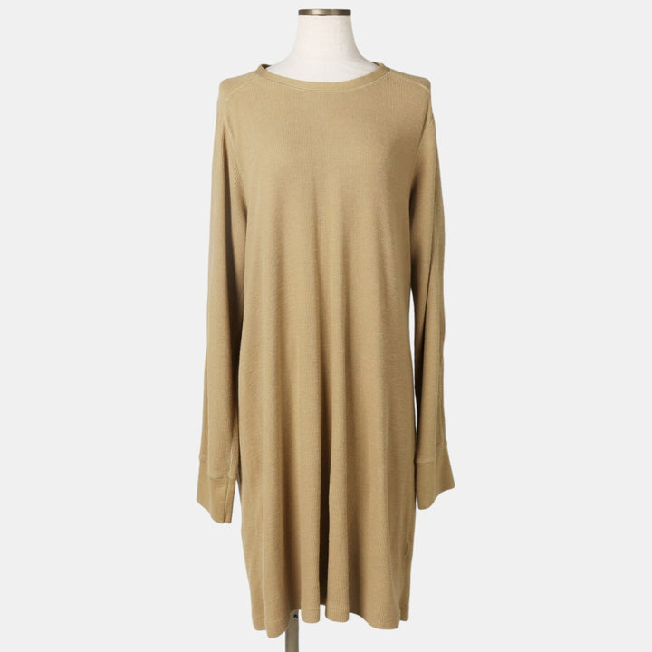 Ralph Lauren POLO RALPH LAUREN Half-Length Long-Sleeve Dress, Women's Size XL (approx.) cotton Beige type Vintage Second Hand