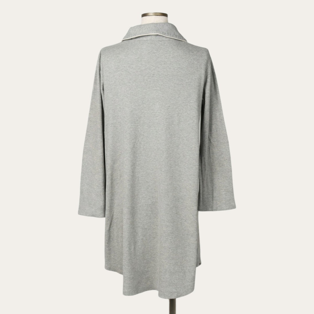 Ralph Lauren LAUREN Half-length Shawl Collar Long-Sleeve Jersey Dress, Women's Size S (approx.) cotton gray type Vintage Second Hand
