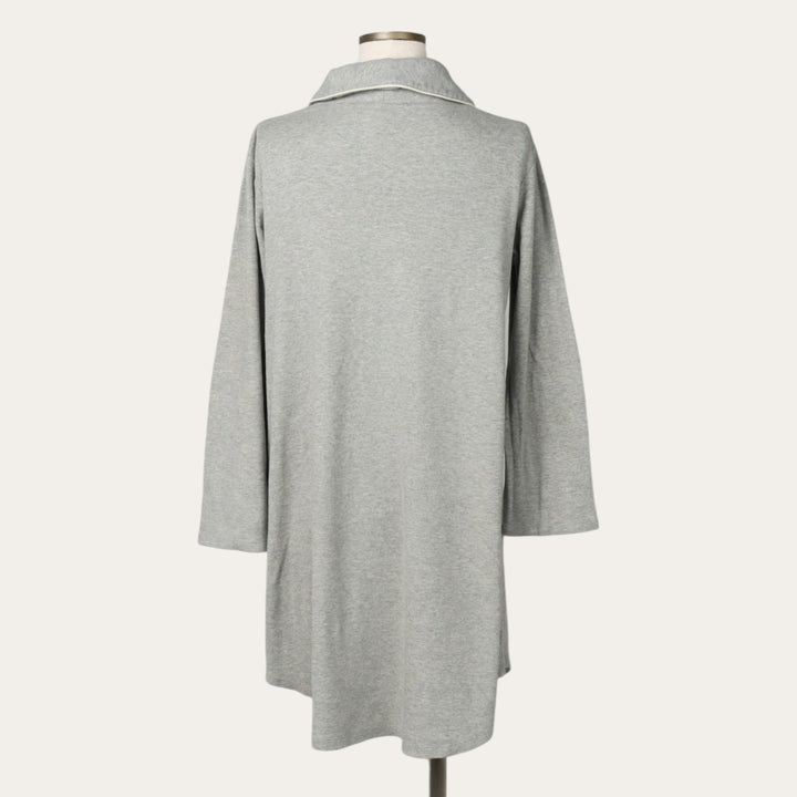 Ralph Lauren LAUREN Half-length Shawl Collar Long-Sleeve Jersey Dress, Women's Size S (approx.) cotton gray type Vintage Second Hand