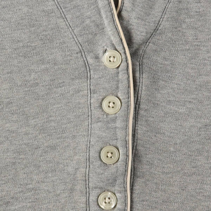 Ralph Lauren LAUREN Half-length Shawl Collar Long-Sleeve Jersey Dress, Women's Size S (approx.) cotton gray type Vintage Second Hand