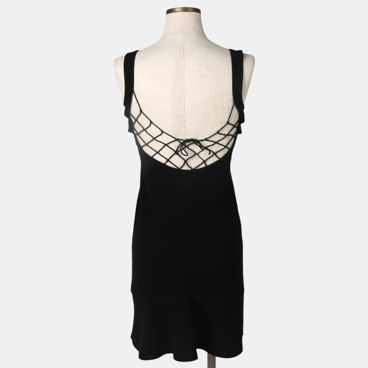 OCEANO Half-Length Backless Sleeveless A-Line Dress, Made in Italy, Women's Size M (approx.) unclear black type Vintage Second Hand