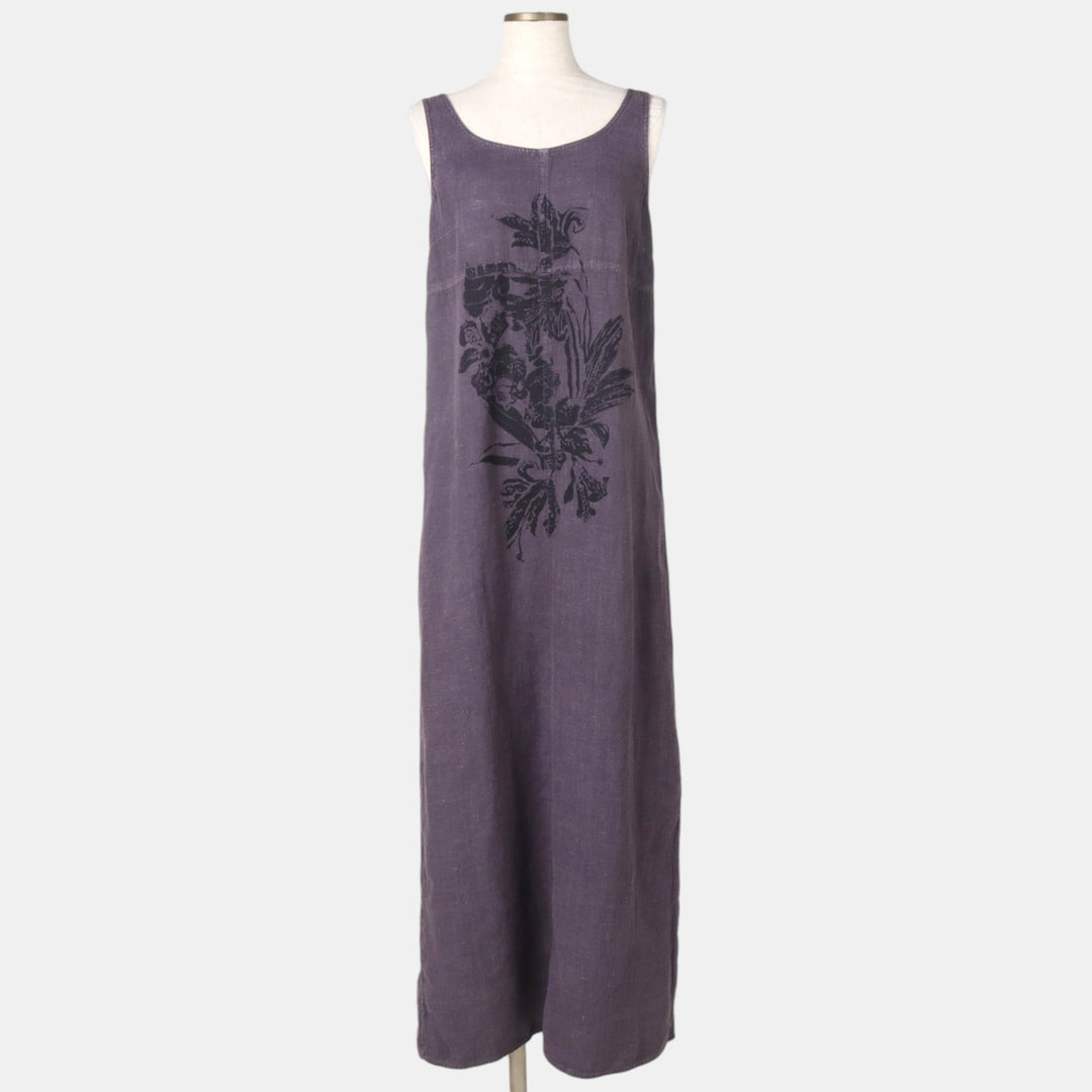 90'S CAROLE LITTLE maxi sleeveless dress, made in USA, women's size S equivalent, vintage. linen purple type Vintage Second Hand