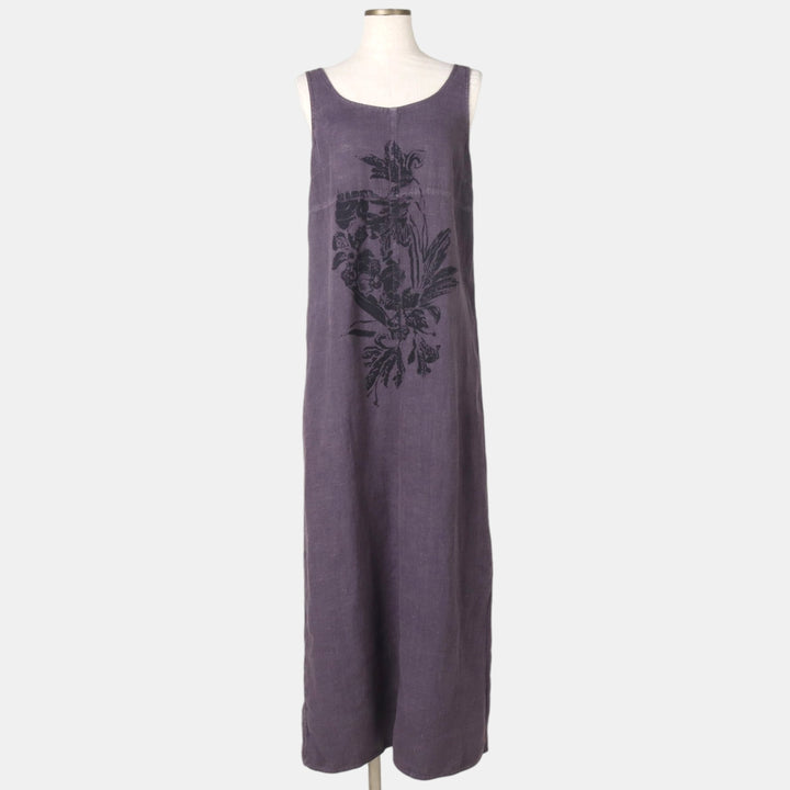 90'S CAROLE LITTLE maxi sleeveless dress, made in USA, women's size S equivalent, vintage. linen purple type Vintage Second Hand