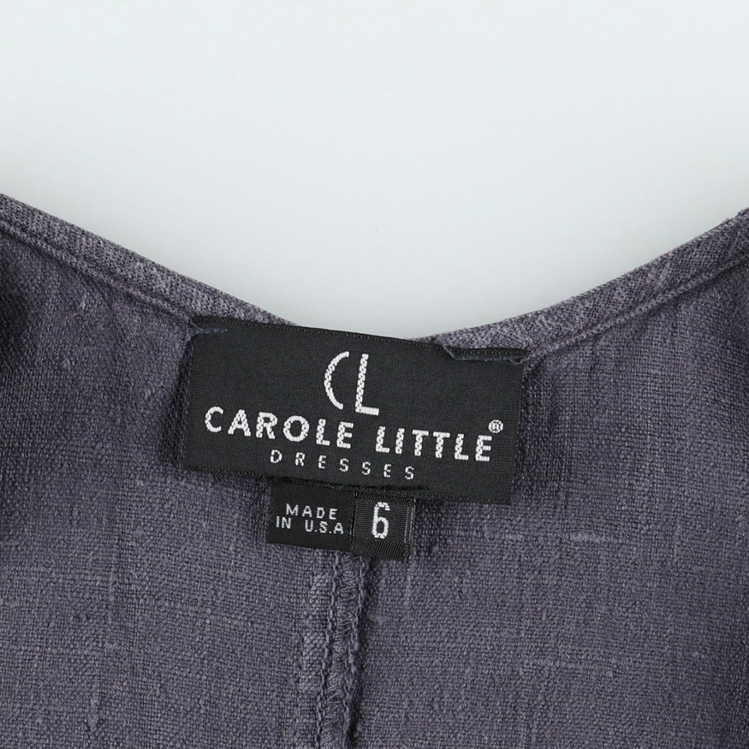 90'S CAROLE LITTLE maxi sleeveless dress, made in USA, women's size S equivalent, vintage. linen purple type Vintage Second Hand