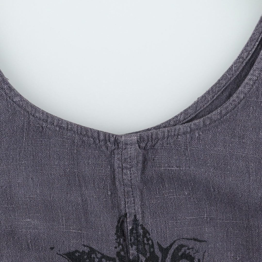 90'S CAROLE LITTLE maxi sleeveless dress, made in USA, women's size S equivalent, vintage. linen purple type Vintage Second Hand